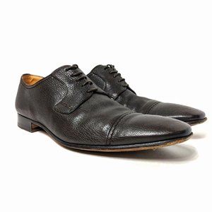 Bally Dark Rich Brown Saele Grained Texture Leather Derby Shoes size 9.5D